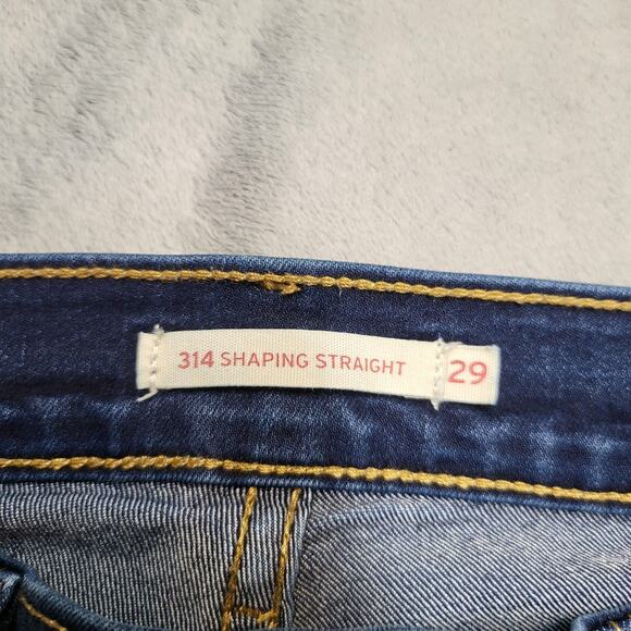 Levi's Jeans Womens 29 Blue 314 Shaping Straight Dark Wash Five Pocket Zip Fly - Picture 3 of 11